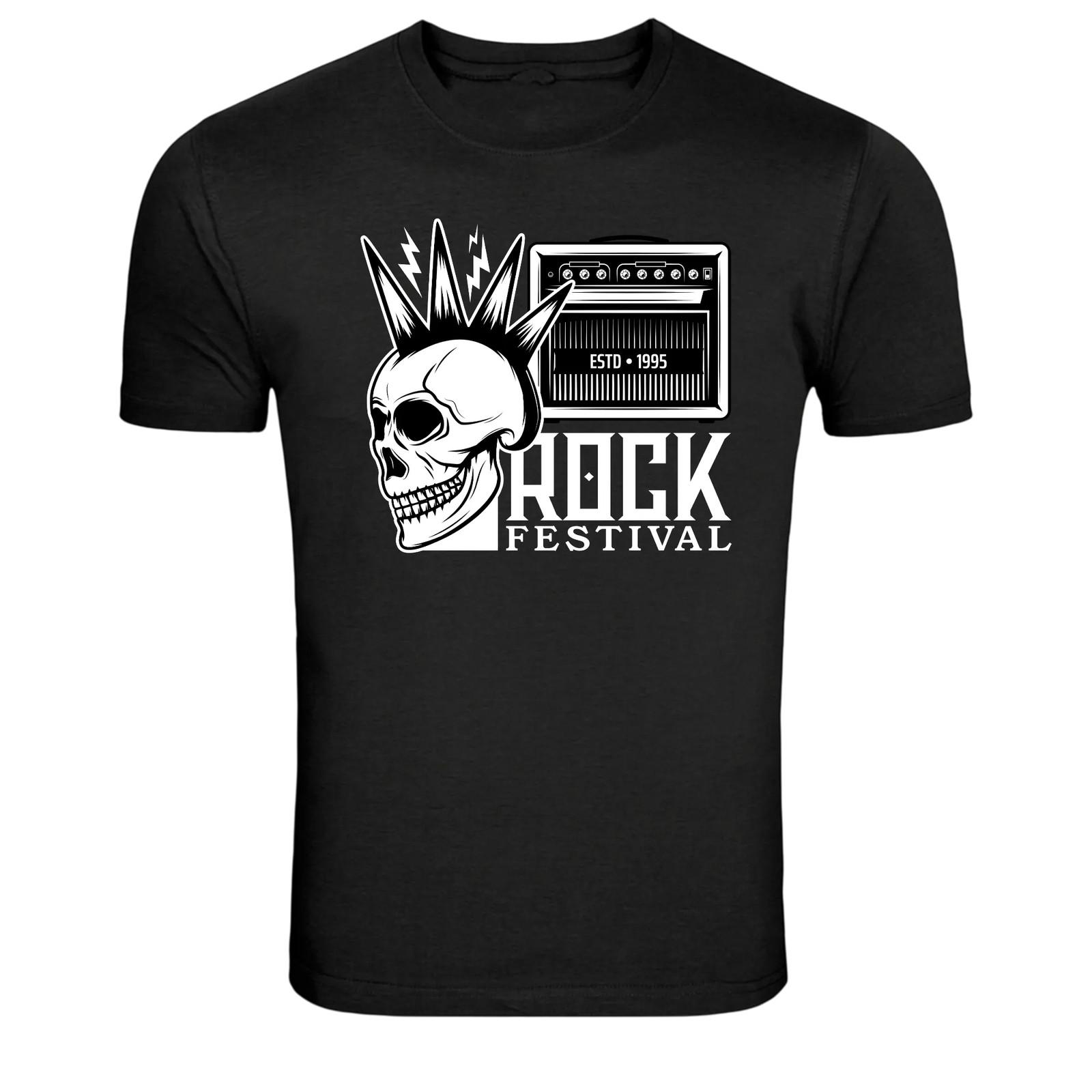 Rock Festival Punk Skull Guitar Amp Graphic T Shirt XXL
