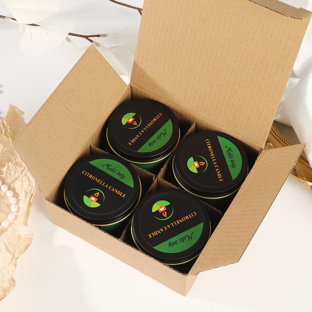 

4 Tin Tin Cans Scented Citronella Candles for Home and Outdoor Plant Soy Wax Scented Candles Lemongrass tin cans 4 packs