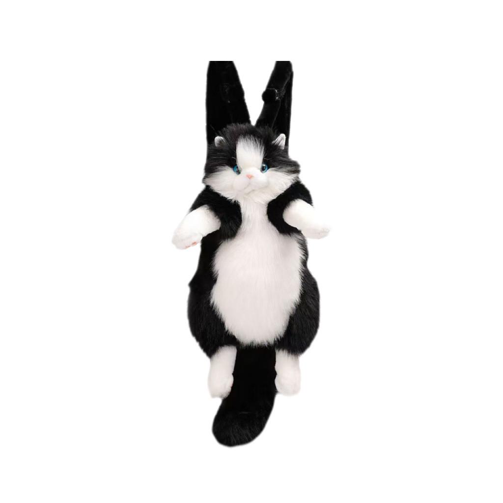 Cow Cat Grey Cat Puppy Puppet Bag Cute Plush Pet Inspired Backpack For Daily Use