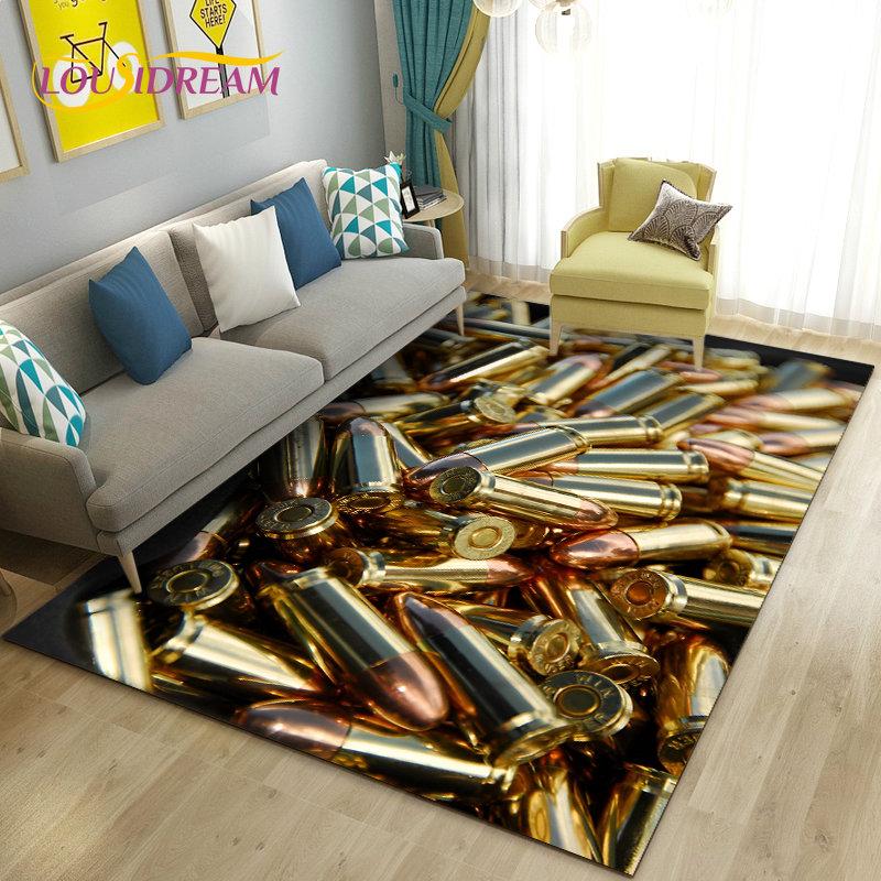 3D Assault Rifle Pistol Revolver Gun Area Rug,Carpet Rug for Living Room Bedroom Sofa Doormat Decor,Kid Play Non-slip Floor Mat