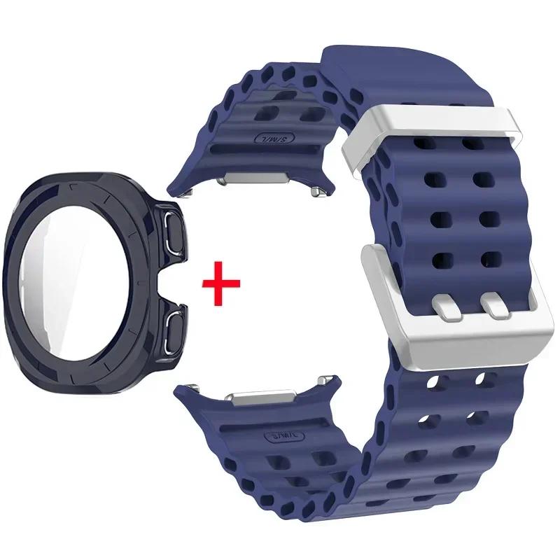 Schutzhülle aus gehärtetem Glas + Armband für Samsung Galaxy Watch Ultra 47mm Silikonarmband für Galaxy Watch Ultra 47mm Armband Schutzhülle