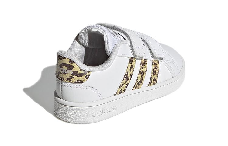 Adidas Neo GRAND COURT Abrasion Resistant Low top Skateboard Shoes White Gold Infant And Toddler FZ3528