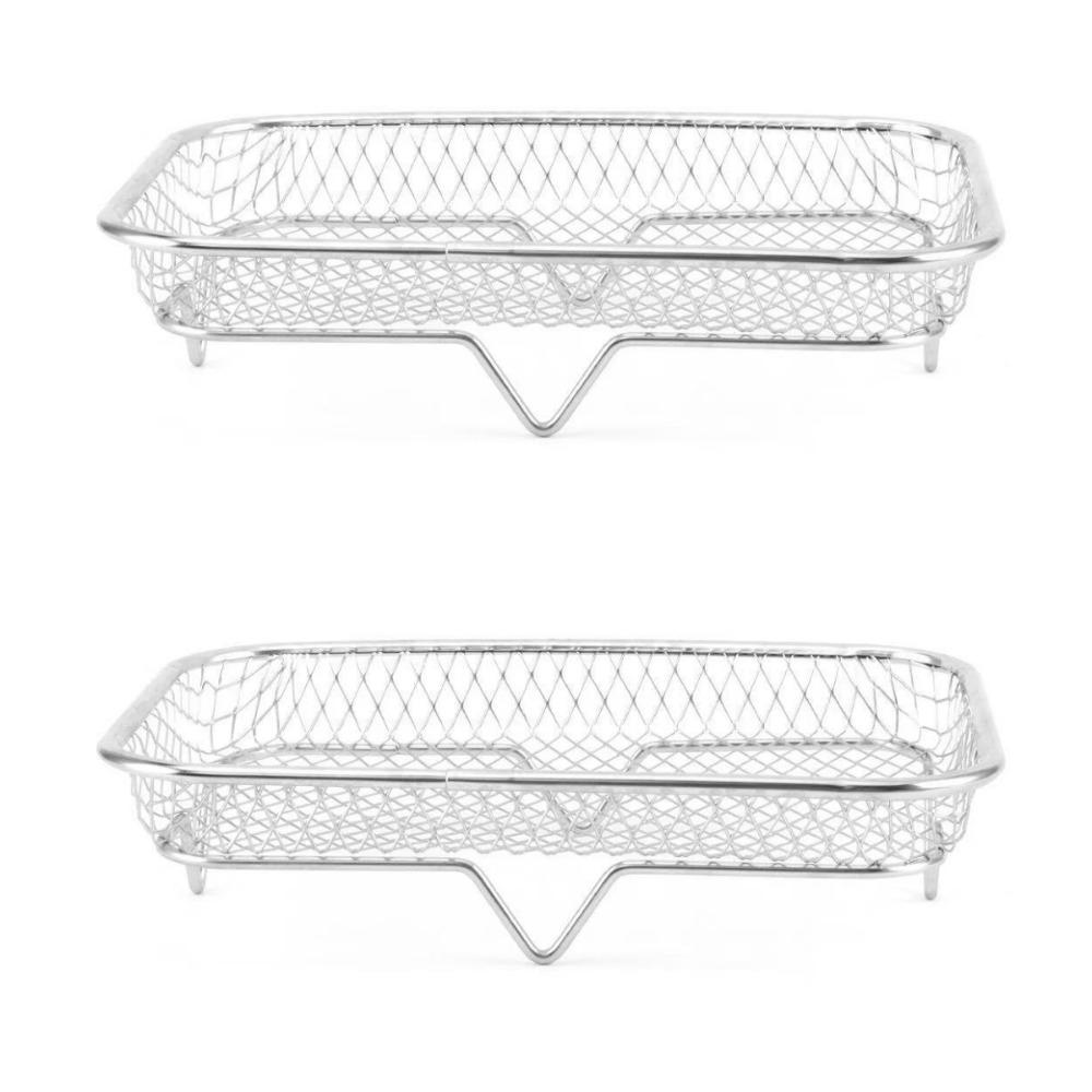 Stainless Steel Grill Basket Air Fryer Rack Stackable Grilling Rack Non Stick Food Tray Multipurpose Drain Basket Kitchen Tools
