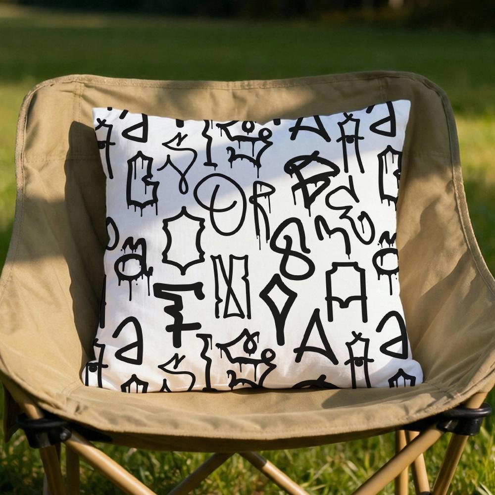 Simple English letters Cushion Cover Soft Reversible  Durable Pillow Cover  MultiScene Use for Home  Car Daily Comfort