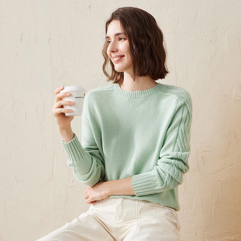 Kemon Boca Women's Thick Cashmere Saddle Shoulder Crewneck Sweater