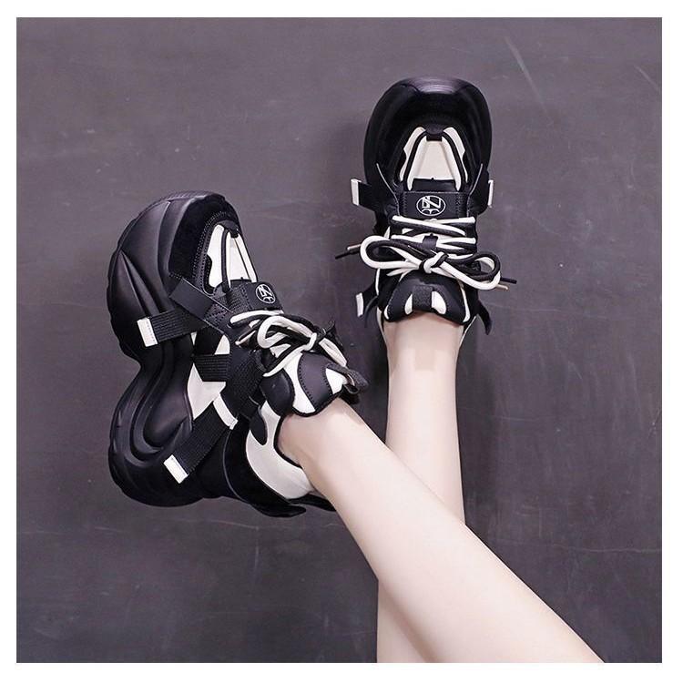 Autumn New Thick-soled Inner Height-increasing Shoes Casual Versatile Fashion Style Lace-up Dad Shoes Women