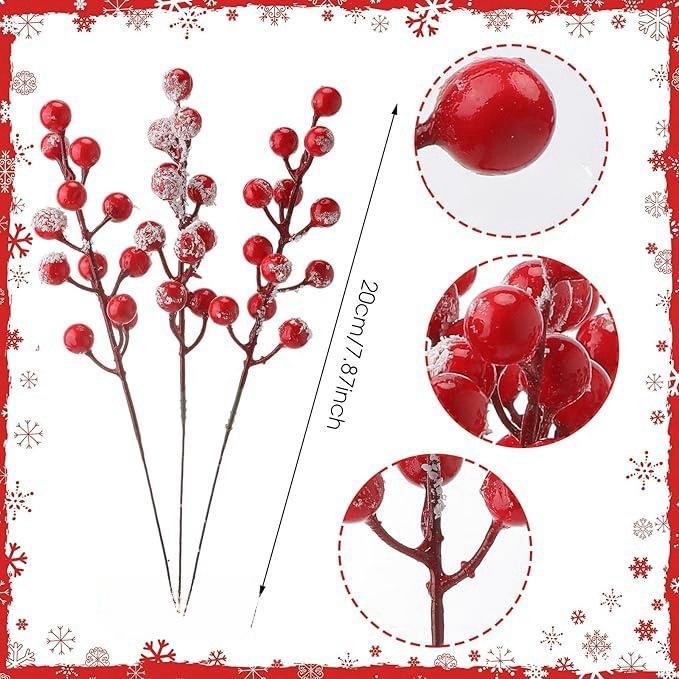 

Red Artificial Berry Stems Set for DIY Holiday Decoration Faux Berries for Christmas Tree Halloween Graduation Party Gift Ideas 10PCS снег