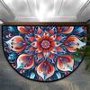 Bohemian Floral Retro Style Semi-Circular Entrance Mat