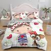 Cartoon Lovely Girls King Queen Duvet Cover Cute Little Girl Pattern Bedding Set Kids Pink Pretty 2/3pcs Polyester Quilt Cover