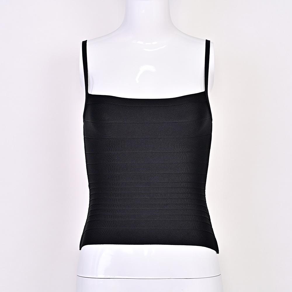 Yi Zhi Lian Women's European & American Strappy Ribbed Bandage Tank Top - Slimming, Sexy, Backless, Stretchy, Versatile Resort Wear