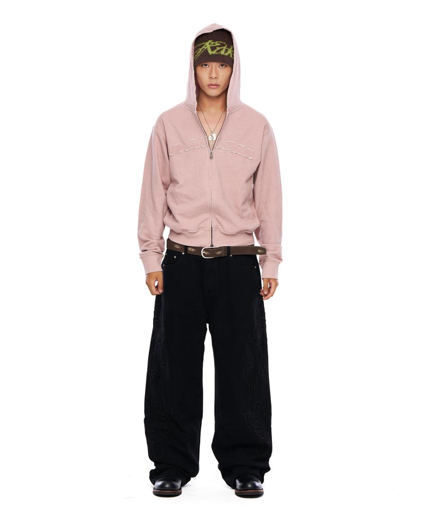 Aakam Logo Patch Zip-Up Hoodie (Pink)