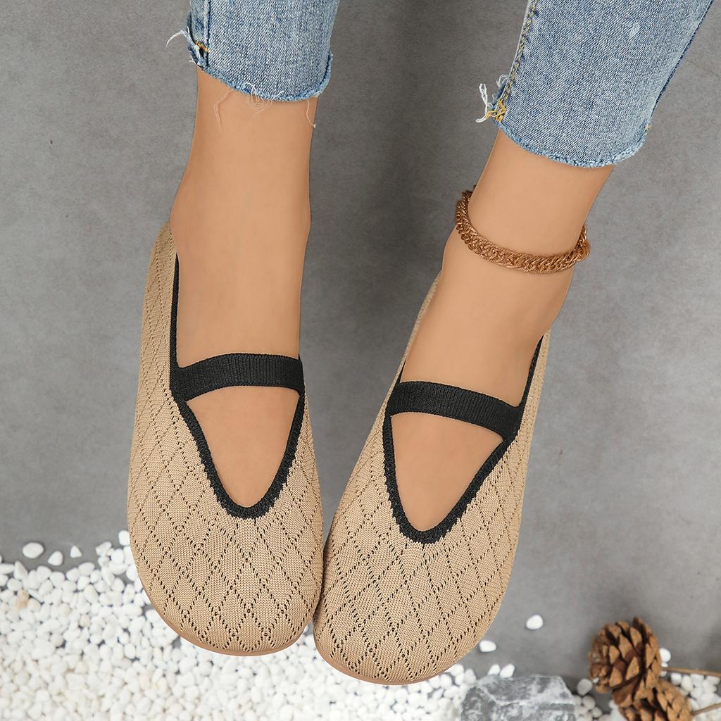 Mode Femmes Ballerines Printemps Automne Mode Tricoté Doux Peu Profond Respirant Mocassins Femmes Décontracté Slip-on Chaussures de Marche Extérieur pour Femmes
