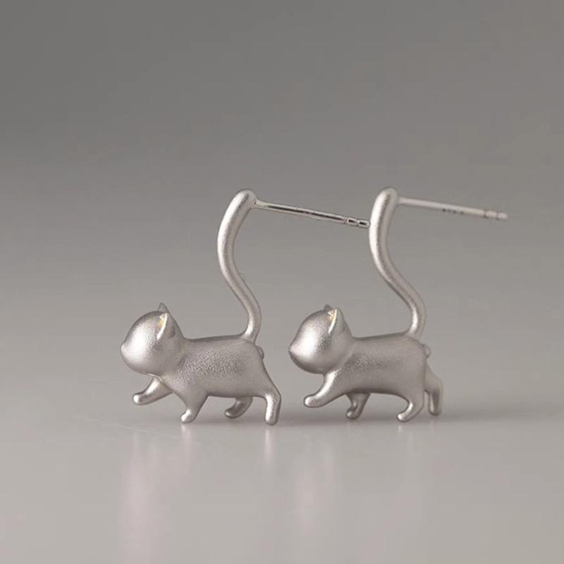 Cute Cat Earrings Animal Cat Stud Earring for Women Birthday Jewellery Gift Minimalist Cat Piercing Earrings Party Decor