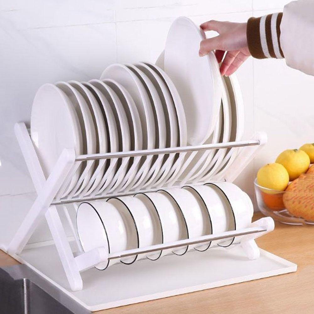 X-Type Foldable Drain Rack Large Capacity Dish Drying Rack Folding Bowl Draining Stand  Kitchen