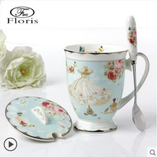 

Керамическая кружка Floris British Bone China – Стильная чашка для кофе, чая или воды для офиса 301-400 ml