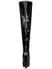 Allegra K Women's Patent Leather Platform Knee-High Boots, Black, Size 26.5cm