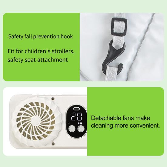 Baby Stroller Cooling Pad 3 Speeds Cooling Cushion with 2 Fans Timer Setting Breathable Mesh Cooling Liner for Stroller Crib Summer Baby Essentials