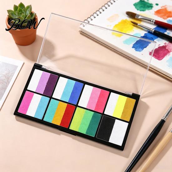 Highly Pigmented Face Paint Body Palette, 8 Grids Pigment for Art Painting, Water Makeup Soluble Halloween Costume Party Festival Stage Cosplay