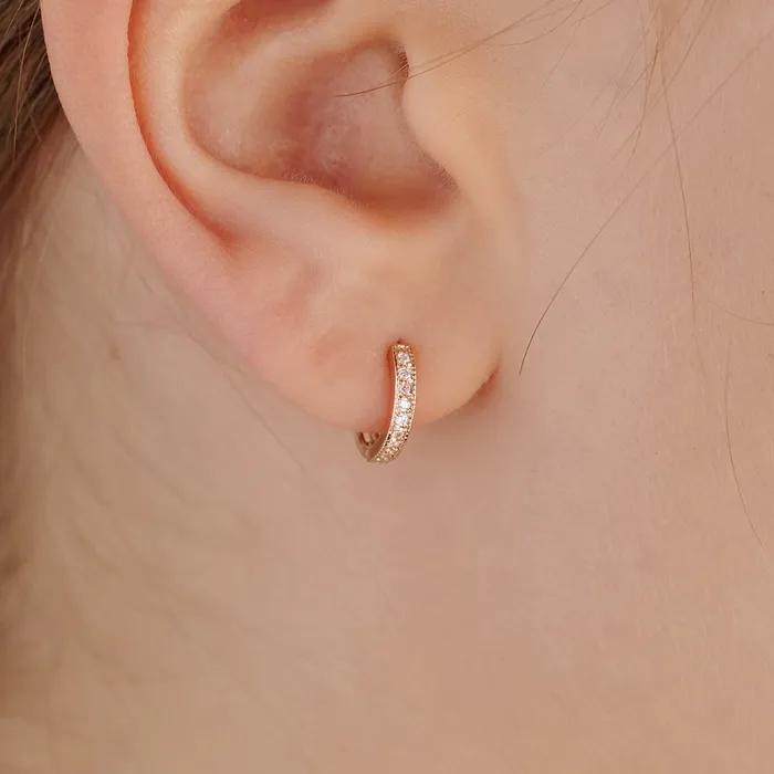 [14K gold] Cubic Round Earrings [Single]