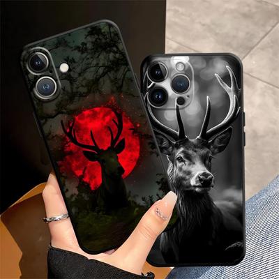Dark Patterned Deer Funda Phone Cover Case for Apple iPhone 17 Pro Max 13 Air 12 16 14 15 Pro 7 8 XR XS MAX 11