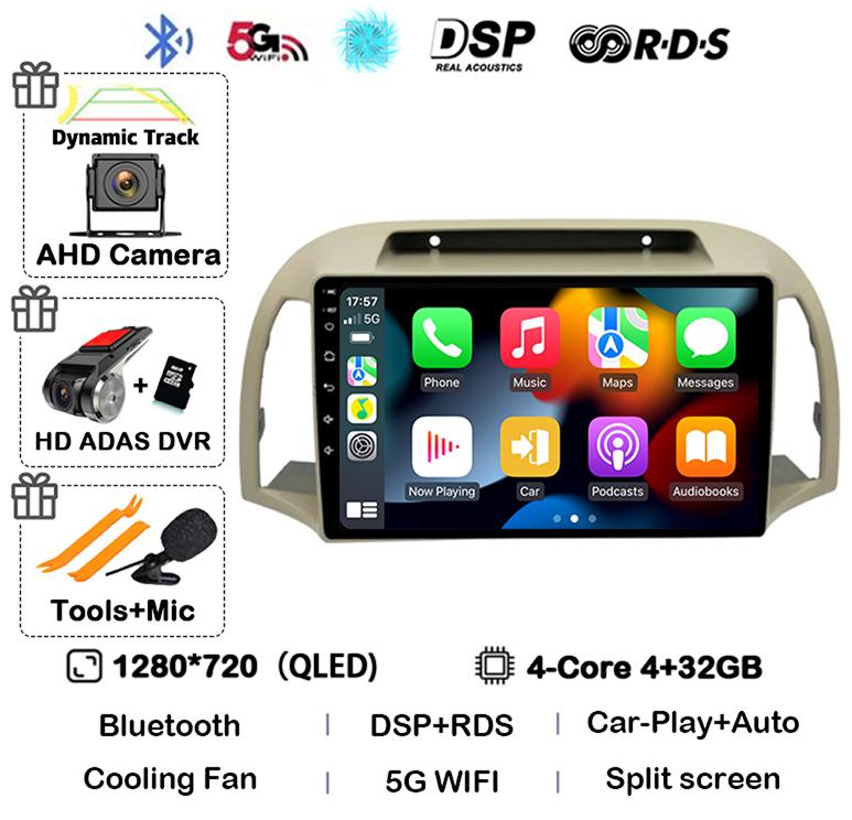 Android 14 Carplay WIFI+4G Für Nissan March Micra K12 2002 2003 2004-2010 Autoradio Multimedia Player GPS Stereo 2din Head Unit