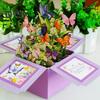 Butterfly Pop Up Card Handcrafted 3D Paper Flower Bouquet Pop-up Greeting Card for Birthday Anniversary Mother's Day