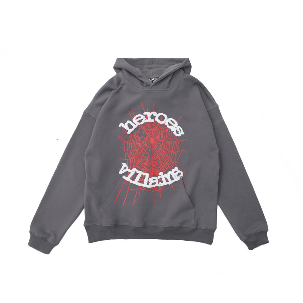 American niche sweater men's and women's same versatile loose classic big spider web letter printing pullover hoodie