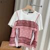 ZANZEA Women Casual Round Neck Print Patchwork Summer Short Sleeve Blouse