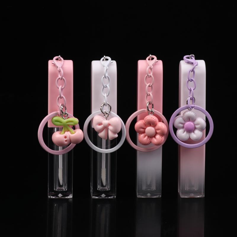 Lippengloss-Flasche mit Schlüsselanhänger, Farbverlauf, Leere Lippenstift-Gloss-Hülse, Nachfüllbarer Flüssigkeitsbehälter, Flasche, Lippenstift-Probenflasche