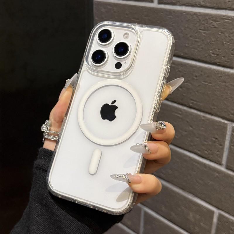 Ultra-Thin Transparent Acrylic Magnetic Phone Case With AI Button IPhone 17 Pro Max 16 15 Series