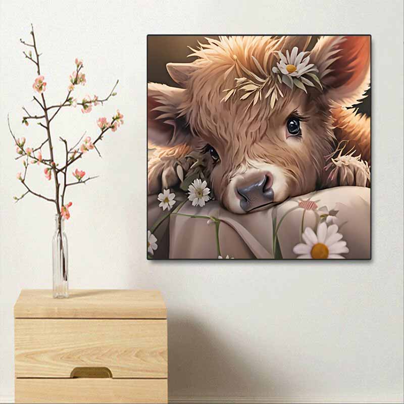 New Arrival 5D DIY Full Circle Diamond Painting "Cute Calf" Embroidery Cross Stitch Home Decor Gift