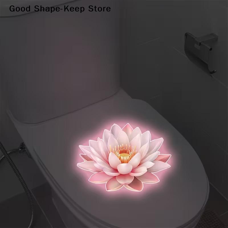 Glow-in-the-Dark Flower Toilet Sticker Home Decor Stickers Self-Adhesive Removable Bathroom Decal Lotus Mandala Wall Sticker