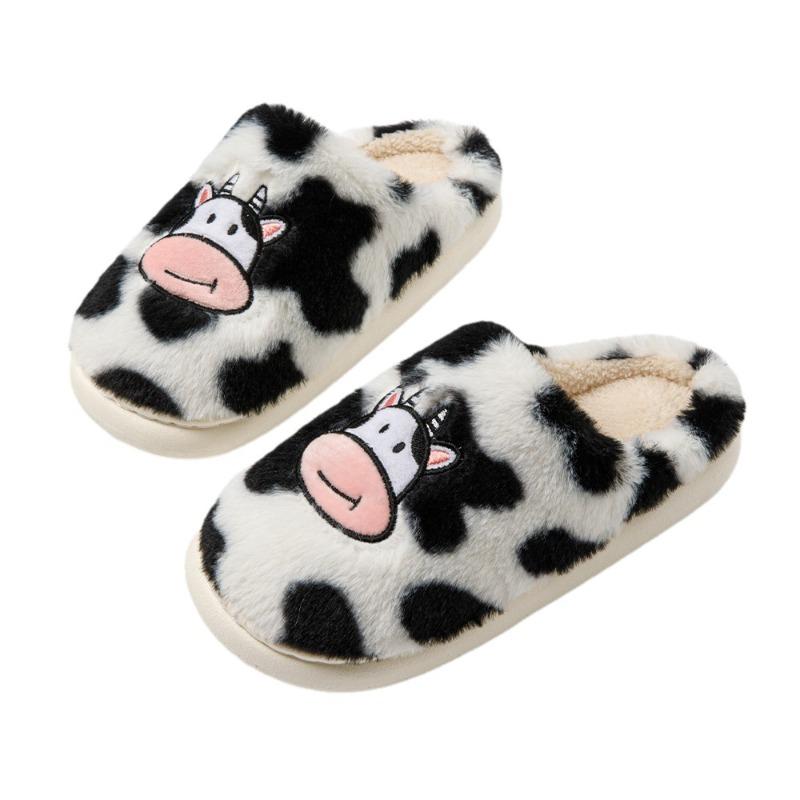 Cute cartoon cow cotton slippers cross-border student Korean version indoor non-slip warm Mao Mao shoes cross-border spot
