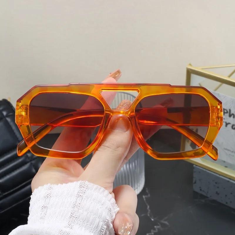 Nowe kwadratowe okulary przeciwsłoneczne w stylu vintage Moda Kobiety Mężczyźni Podwójny mostek Okulary Damskie Szykowne Wielokątne Okulary przeciwsłoneczne Okulary w cętki Lamparta