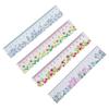 4Pcs Floral Pattern Ruler Clear Acrylic Drawing Rulers For Artists Students Engineers Drawing Crafting Scrapbooking