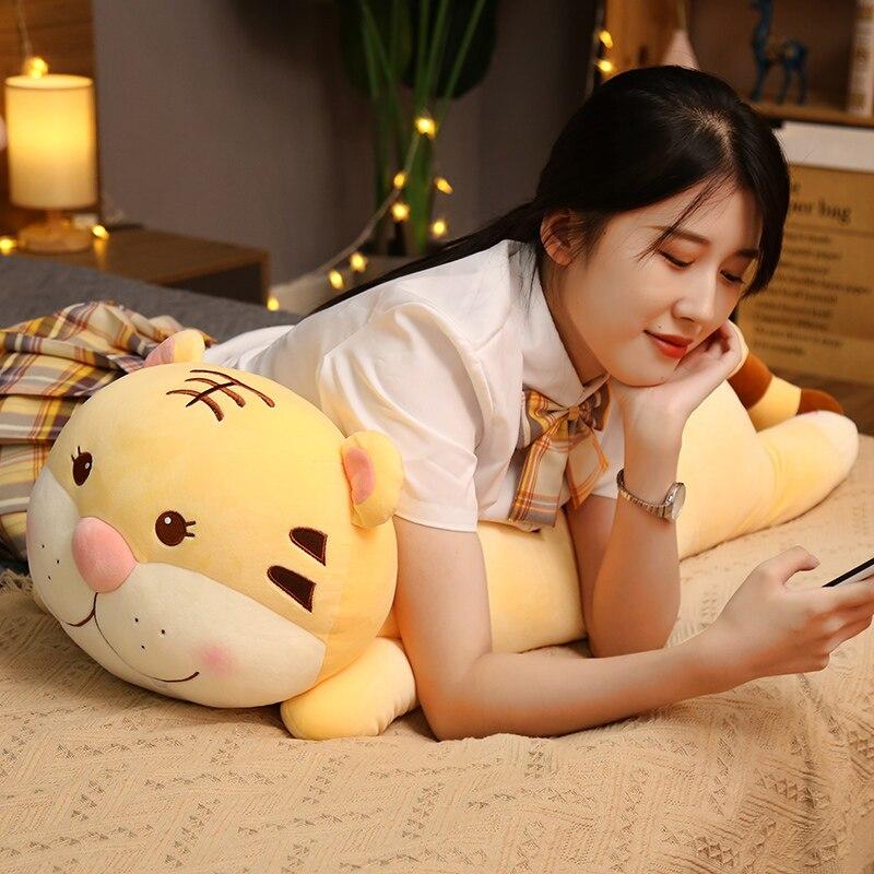 40 /60 /80cm Lovely Lying Tiger Plush Toys Stuffed Soft Animal Pillow Kawaii Dolls Nice Birthday Xmas Gift For Children Baby