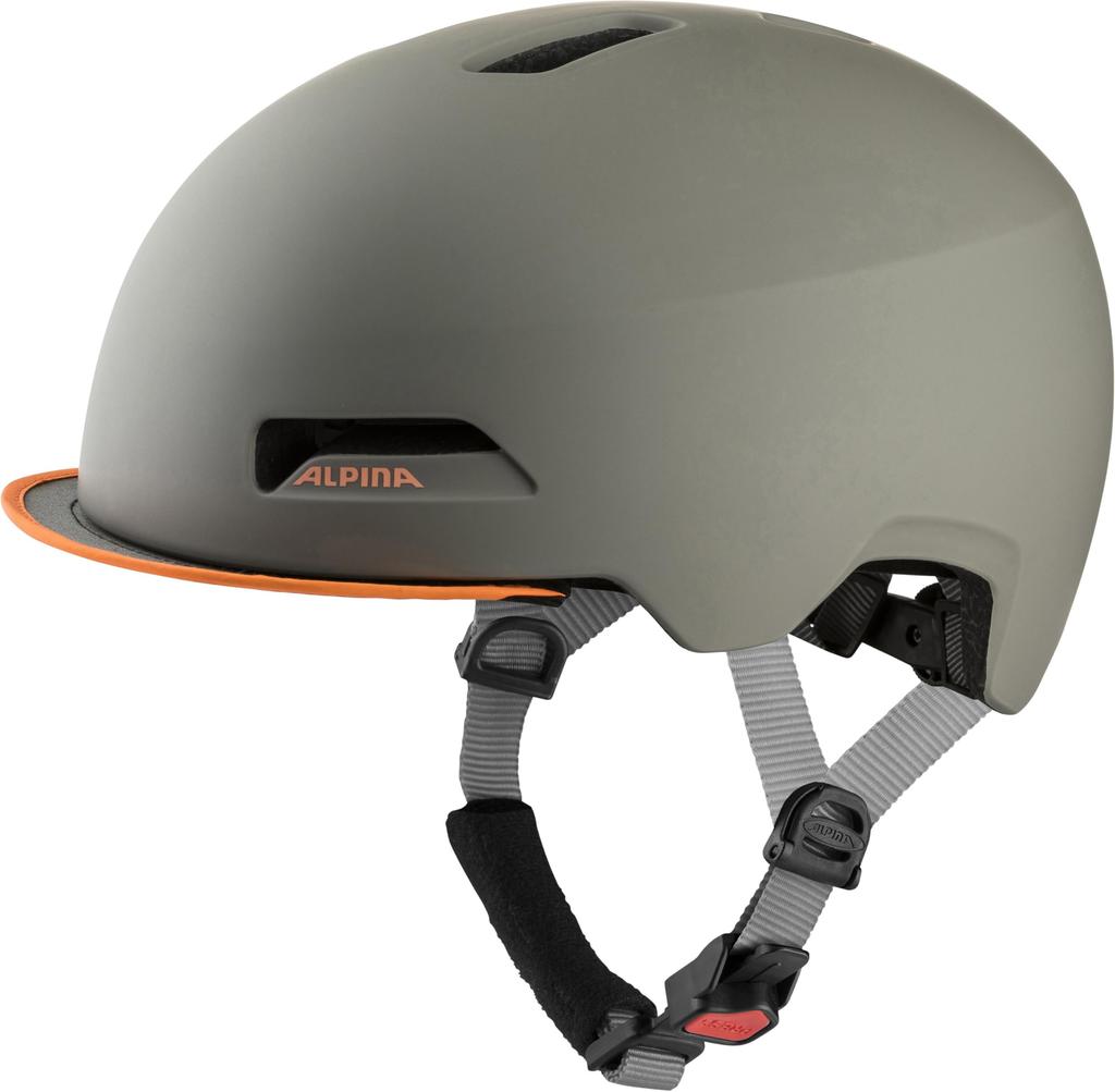 ALPINA Brooklyn Bicycle Helmet with Fabric Visor and LED CE Sizes Light, Certified, 52-57cm