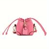Trendy Color Block Mini Bucket Bag For Girls  Cute PU Leather Crossbody Bag Lightweight Drawstring Shoulder Bag For School Parties