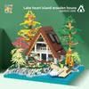 Center Lake Creative Wooden House Scene Assembly Building Block Model Toy Gift