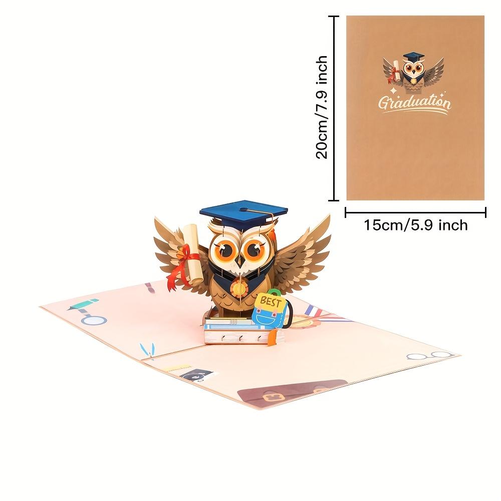 1pc Graduation Owl Card 3D Pop-Up Greeting with Best Message Graduation Cap & Diploma Design Graduation Greeting Cards