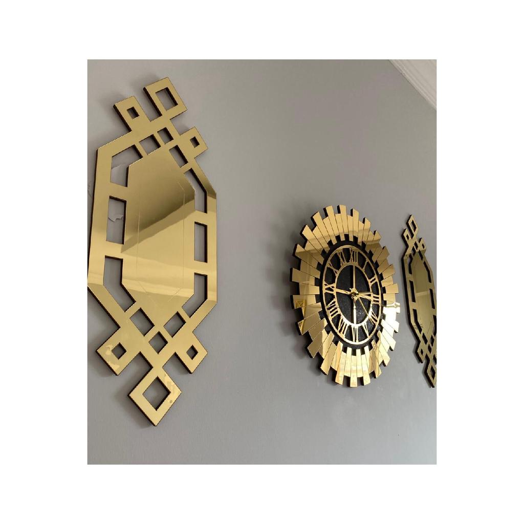 Stylish Wall Clock Set Of 3 50 Cm Luxury Roman Numeral Decorative Sun Clock 25 X 60 Cm Baklava Paintings