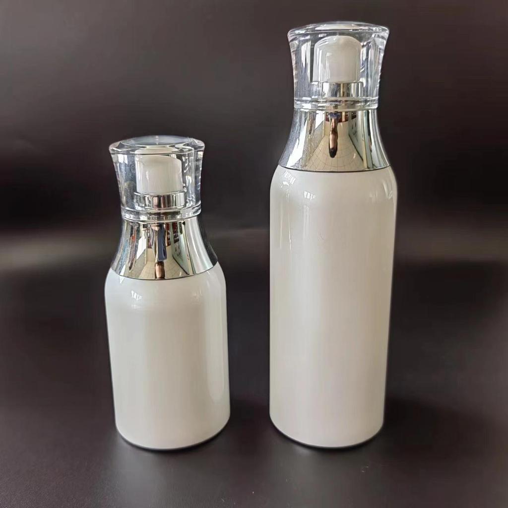 Pearlescent Round Shoulder Big Belly Vacuum Lotion Bottle - 30ml/50ml Skincare Cosmetics