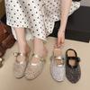 Summer rhinestone Mary Jane bag head slippers women's new summer wear half-support single shoes cool slippers