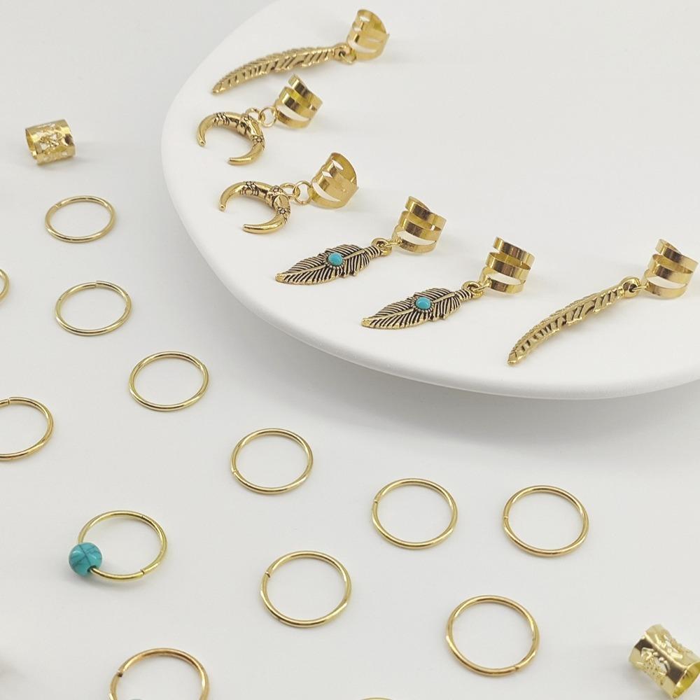 31 Stück Dreadlocks Hohle Haarringe Haarflechten Haarflecht-Röhrchen Dreadlocks Perlen Deko