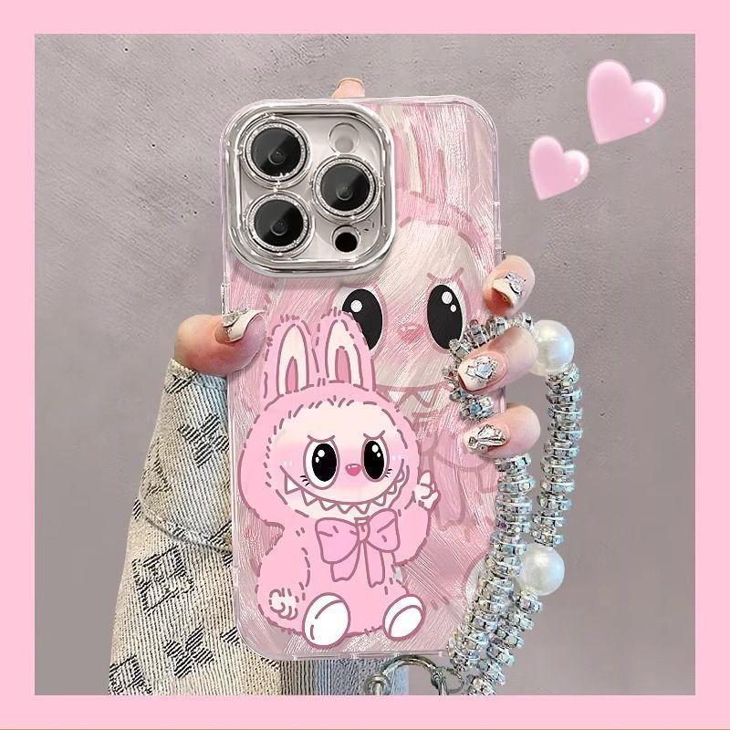 Cartoon Ghost Rab IPhone16promax Apple 17 Mobile Phone Case 15 Chain 14 Fine Hole Feather Yarn 13 Hard