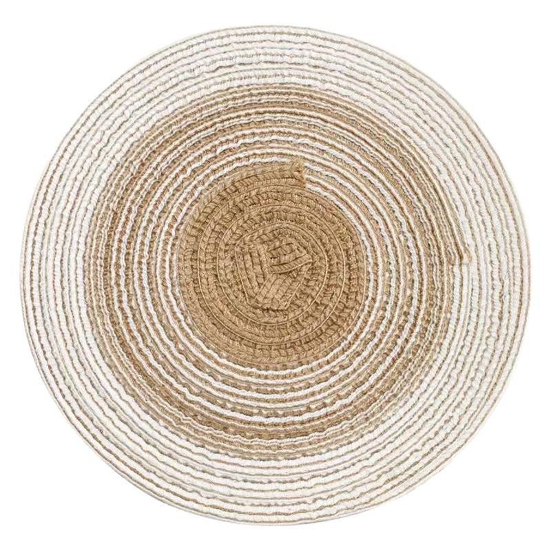 

Nordic Woven Placemat Gradual Change Cotton Yarn Placemat Western Restaurant Table Mat Coaster Kitchen Daily Mat Plate Mat 18cm