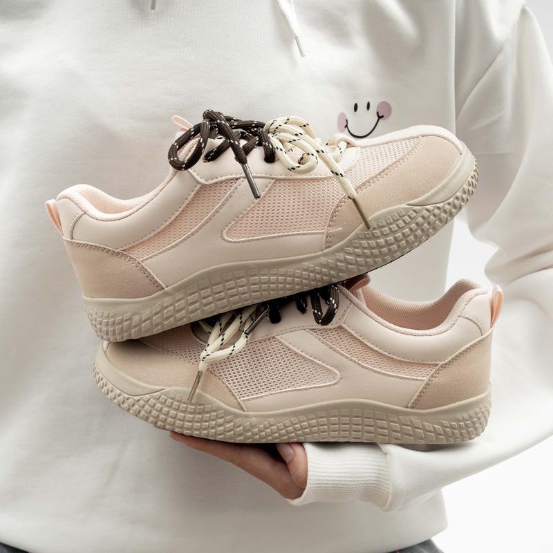 Women’s Vintage Trainer Shoes 2025 Summer - Mesh Breathable White Casual Sneakers for School Girls