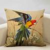 Bird Parrot Sofa Cushion Cover Bedroom Living Room Hotel Cafe Decoration Pillow Case 45x45cm Linen Pillowcase Chair Cushions
