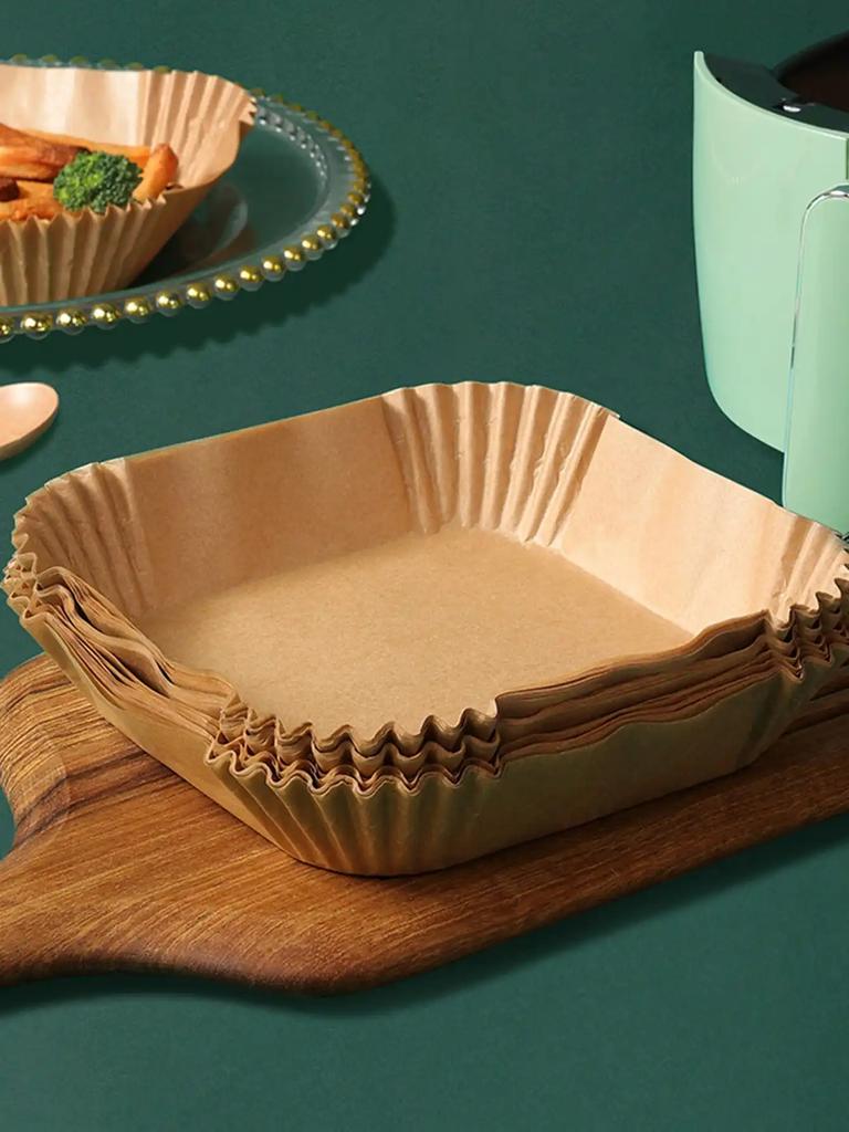 50-200 Stück Quadratisches Silikonölpapier Mini-Heißluftfritteusen-Einlage Geeignet für die meisten Heißluftfritteusen Antihaft-Heißluftfritteuse