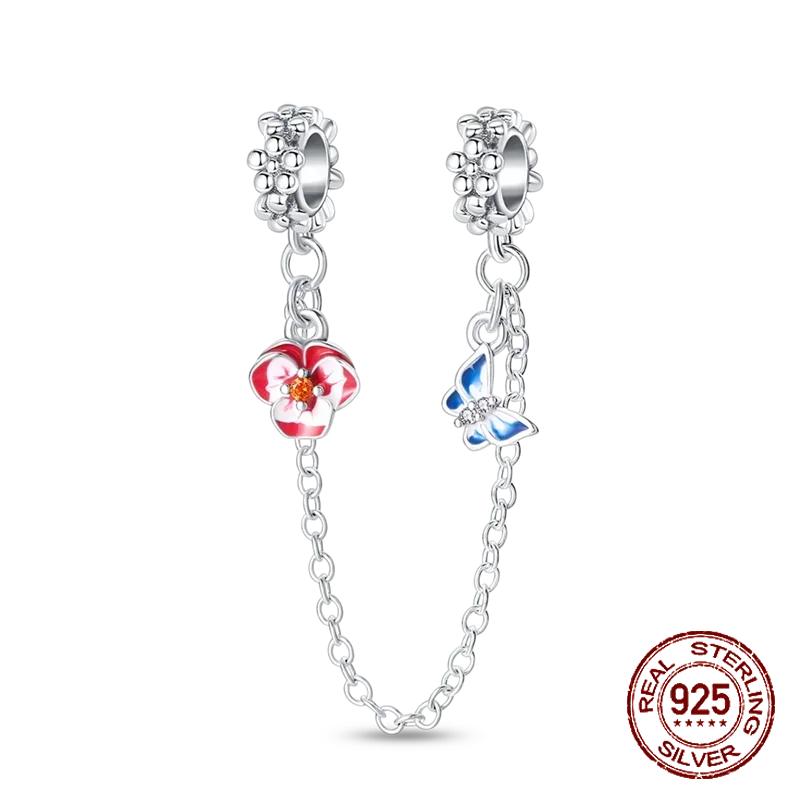 S925 Silver Butterfly Sparkling Flower Iris Tulip Lavender Sunflower Beads Fit Original  Bracelet DIY Bead Women Jewelry